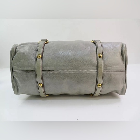 SOLD!!  MIU MIU Bow Bag Grey Leather Large 2-Way Shoulder Bag Crossbody Authen - Picture 5 of 13